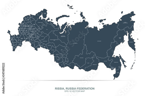 russia map. detailed russian federation vector map. 