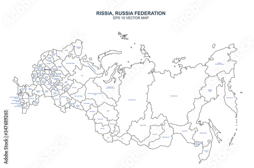 russia map. detailed russian federation vector map. 