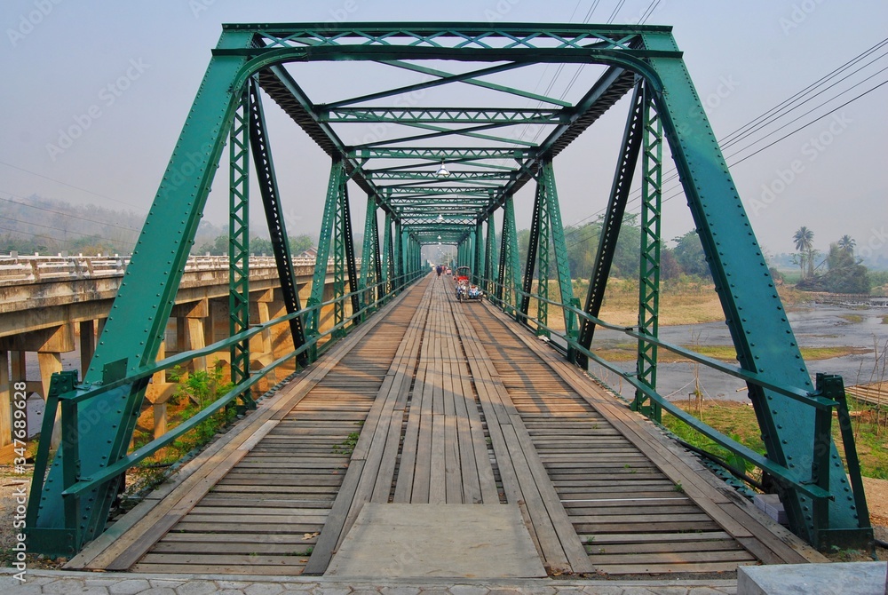 Pai Historical Bridge, an iron bridge for people walking and river views. Is the main tourist attraction of the Pai district.