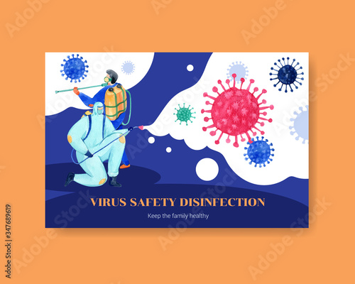 Facebook template design disinfection with spraying,cleaning,washing and disinfectant protect virus,bacteria and coronavirus