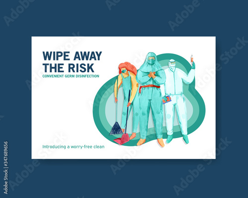 Facebook template design disinfection with spraying,cleaning,washing and disinfectant protect virus,bacteria and coronavirus