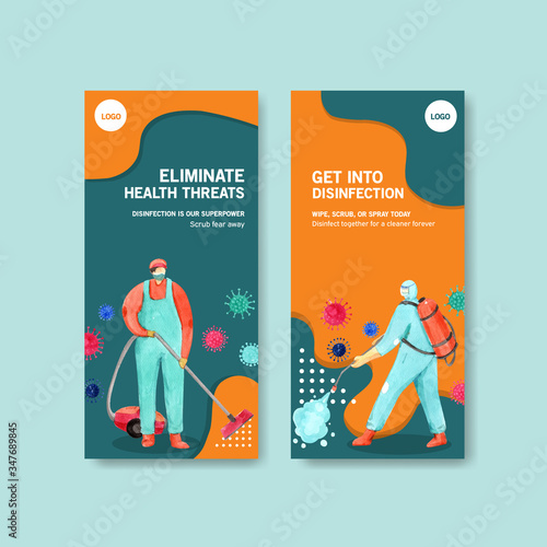 flyer or leaflet design disinfection with spraying,cleaning,washing and disinfectant protect virus,bacteria