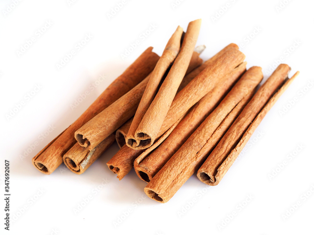 Herbs and spices with cinnamon roll sticks isolated on white backgeound. Herbs and spices with cinnamon roll sticks isolated on white backgeound.