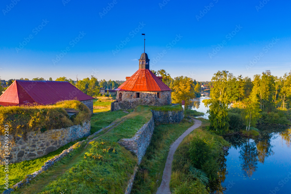 Saint Petersburg. Russia. Priozersk. Korela Fortress. The picturesque ancient fortress on the river Vuoksa. Sights Of Russia. Korela fortress on a Sunny summer day.
