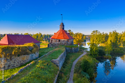 Saint Petersburg. Russia. Priozersk. Korela Fortress. The picturesque ancient fortress on the river Vuoksa. Sights Of Russia. Korela fortress on a Sunny summer day.