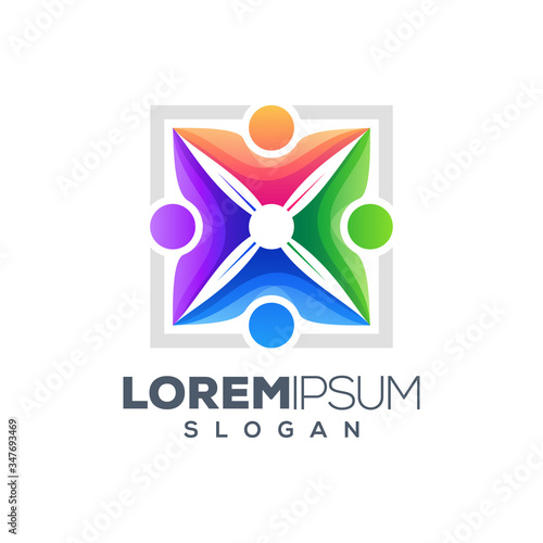 abstract people colorful logo design