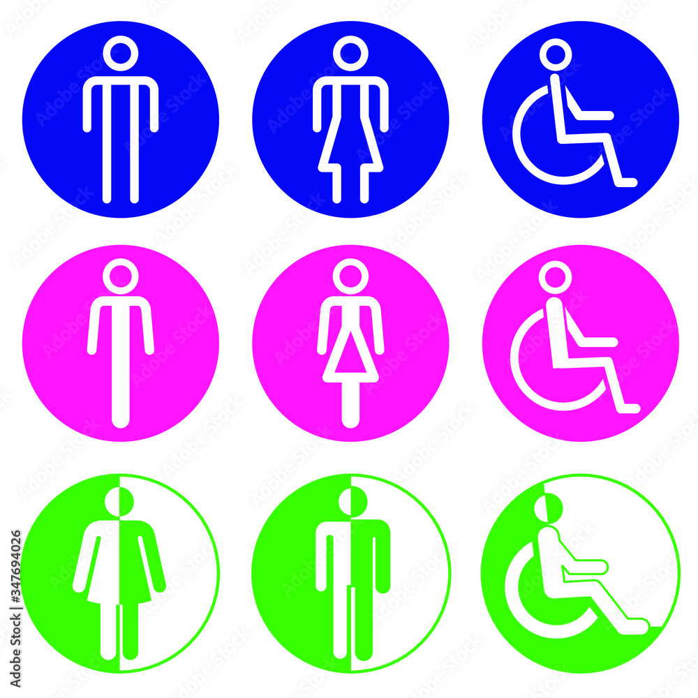 toilet vector icons set, boy or girl restroom symbols toilet vector icons set, boy or girl restroom symbols