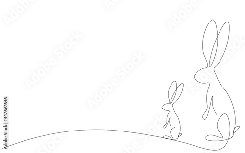 Wallpaper Mural Bunny silhouette, mom and baby vector illustration Torontodigital.ca