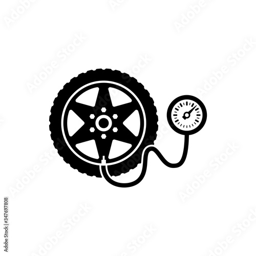 Car tire pressure vector icon.