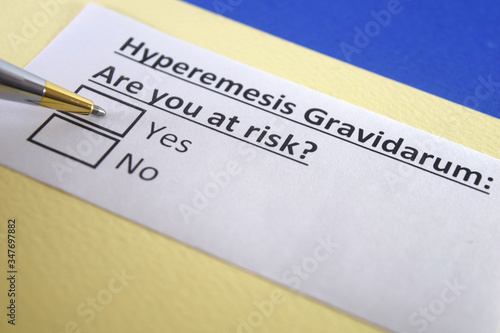 One person is answering question about hyperemesis gravidarum. photo