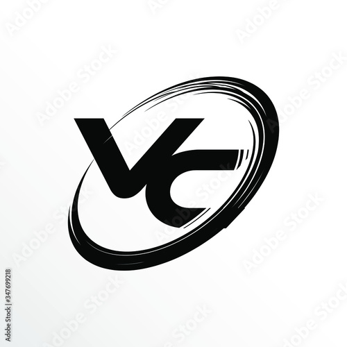 Initial Letter VC Brush Effect Logo Design