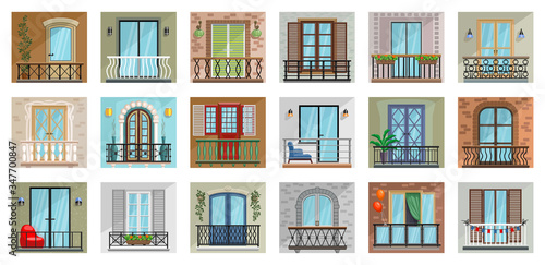 Balcony vector cartoon set icon. Vector illustration terrace on white background. Isolated cartoon set icon balcony.