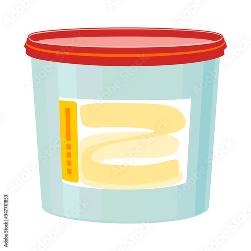 Vector illustration of bucket and putty icon. Graphic of bucket and plastic stock symbol for web.