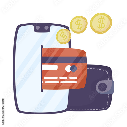 smartphone with wallet and credit card