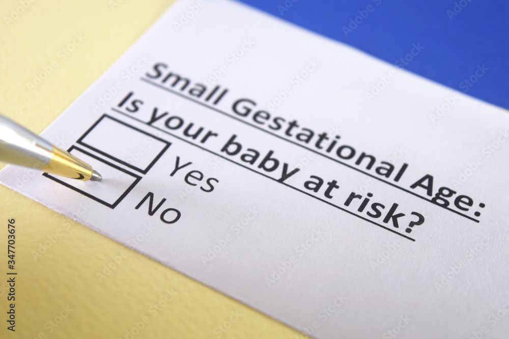 Fototapeta premium One person is answering question about small gestational age.