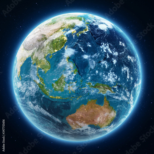 Fototapeta Naklejka Na Ścianę i Meble -  Planet Earth globe at night