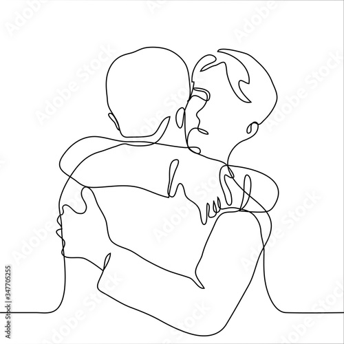 men hug. Close friends hug tightly and cordially. Intimate hug, tactile support, physical closeness, family relationships, love hug, concept of acceptance, psychological assistance, social approval