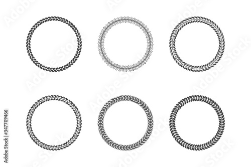 Wallpaper Mural Set of round black and white frames from laurel branches with foliage. Vector illustration Torontodigital.ca