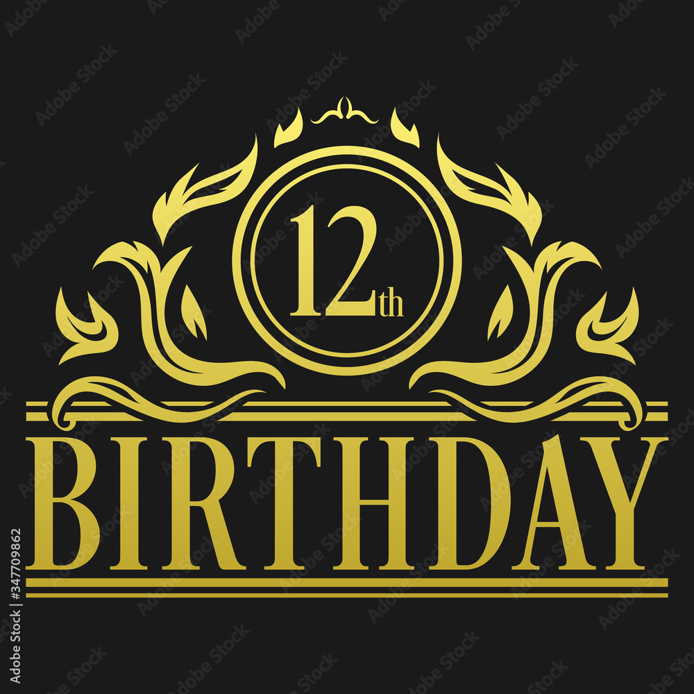 Luxury 12th Birthday Logo illustration vector Luxury 12th Birthday Logo illustration vector