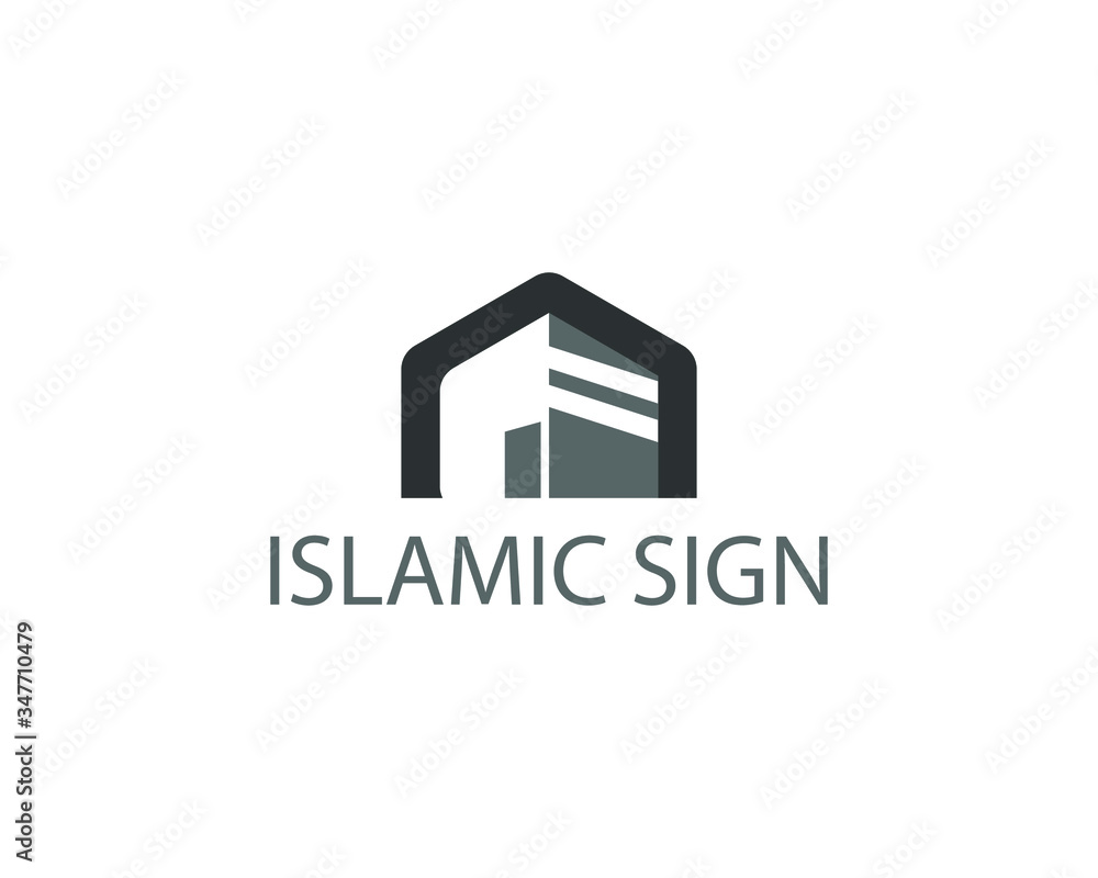 abstract Kaaba building logo on white background abstract Kaaba building logo on white background