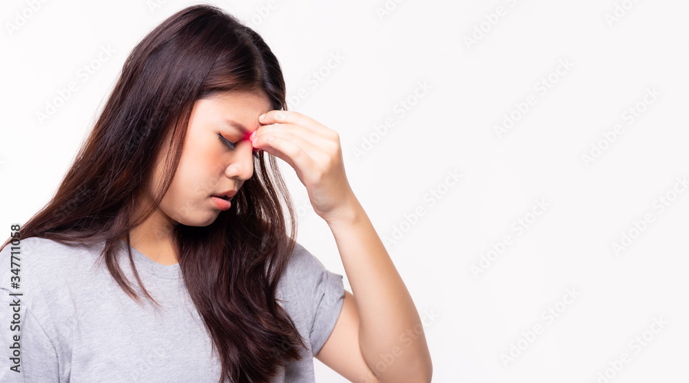 Sinus pain causing so painful headache. Illness woman get pain and sharp strong sore. Sinus painful, sinus infection, sinusitis. Sickness woman holding her nose because of sinus pain. She get suffer. Sinus pain causing so painful headache. Illness woman get pain and sharp strong sore. Sinus painful, sinus infection, sinusitis. Sickness woman holding her nose because of sinus pain. She get suffer.