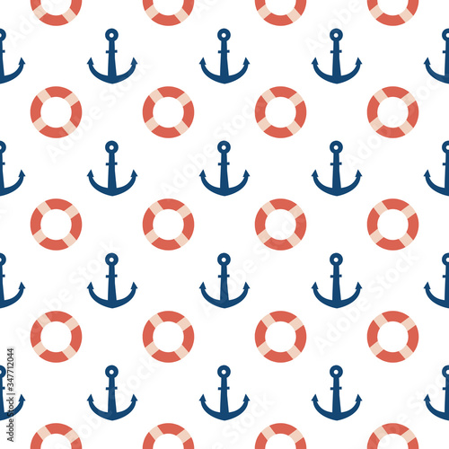 Sea anchors hand drawn seamless vector fill. Cute childish drawing. Baby wrapping paper, textile, vector illustration