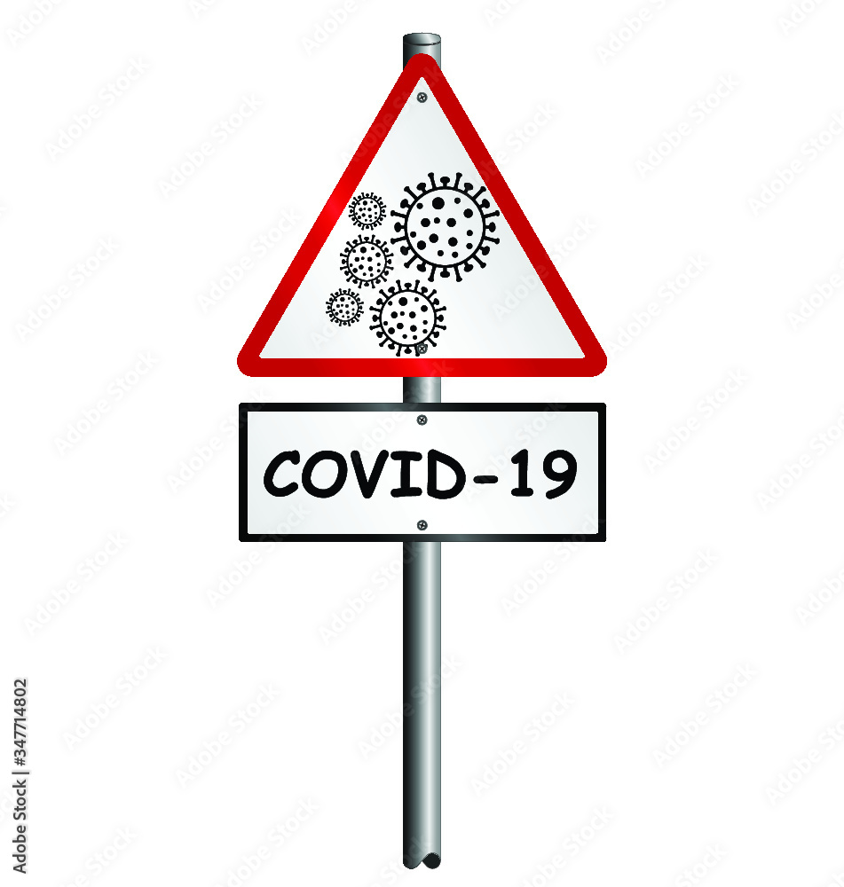 Coronavirus COVID 19 warning signpost isolated on white background Coronavirus COVID 19 warning signpost isolated on white background