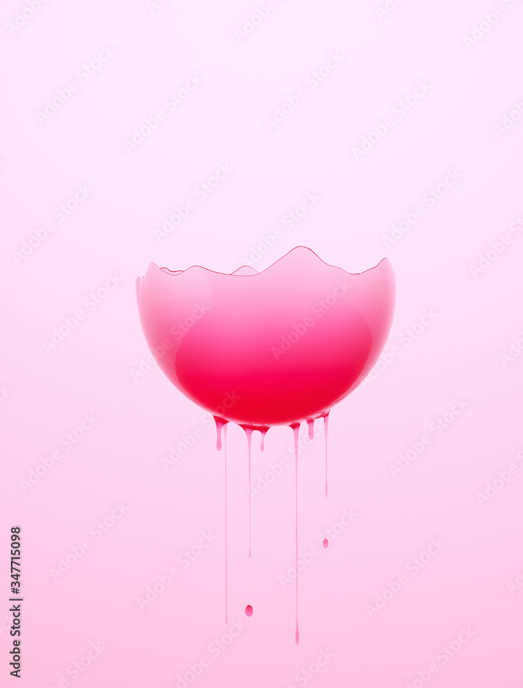 Pink drip drops round island, liquid abstract shape isolated, melting design element, 3d rendering Pink drip drops round island, liquid abstract shape isolated, melting design element, 3d rendering