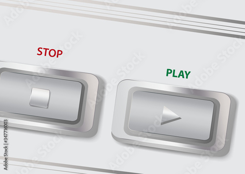 Vector showing closeup view of a buttons Play and Stop on a digital voice recorder