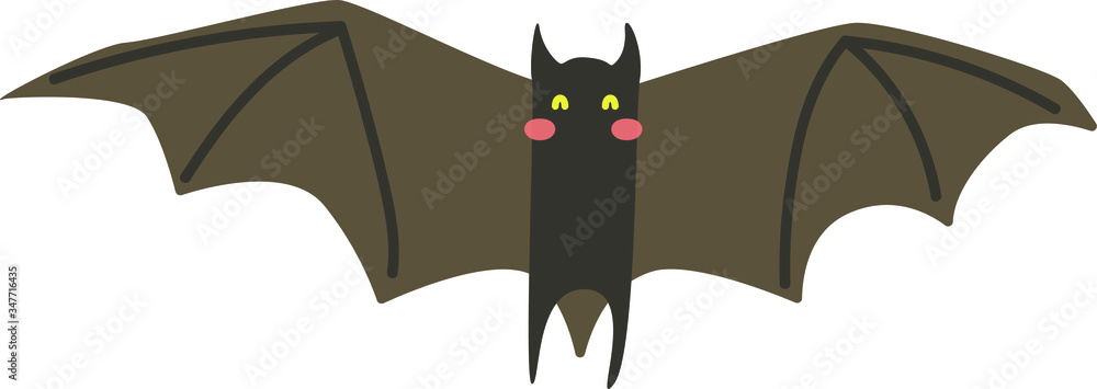 Cartoon bat. Cute Cartoon bat, Vector illustration on a white background. Drawing for children