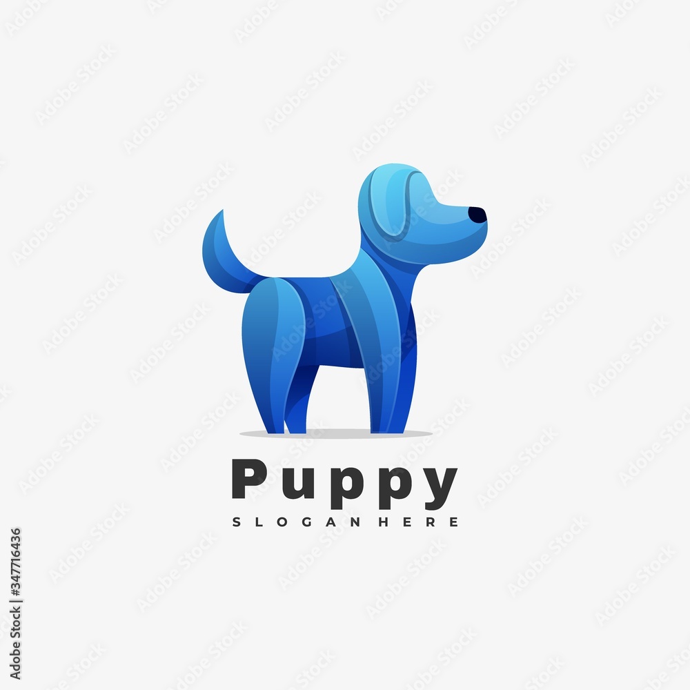 Vector Logo Illustration Dog Gradient Colorful Style.