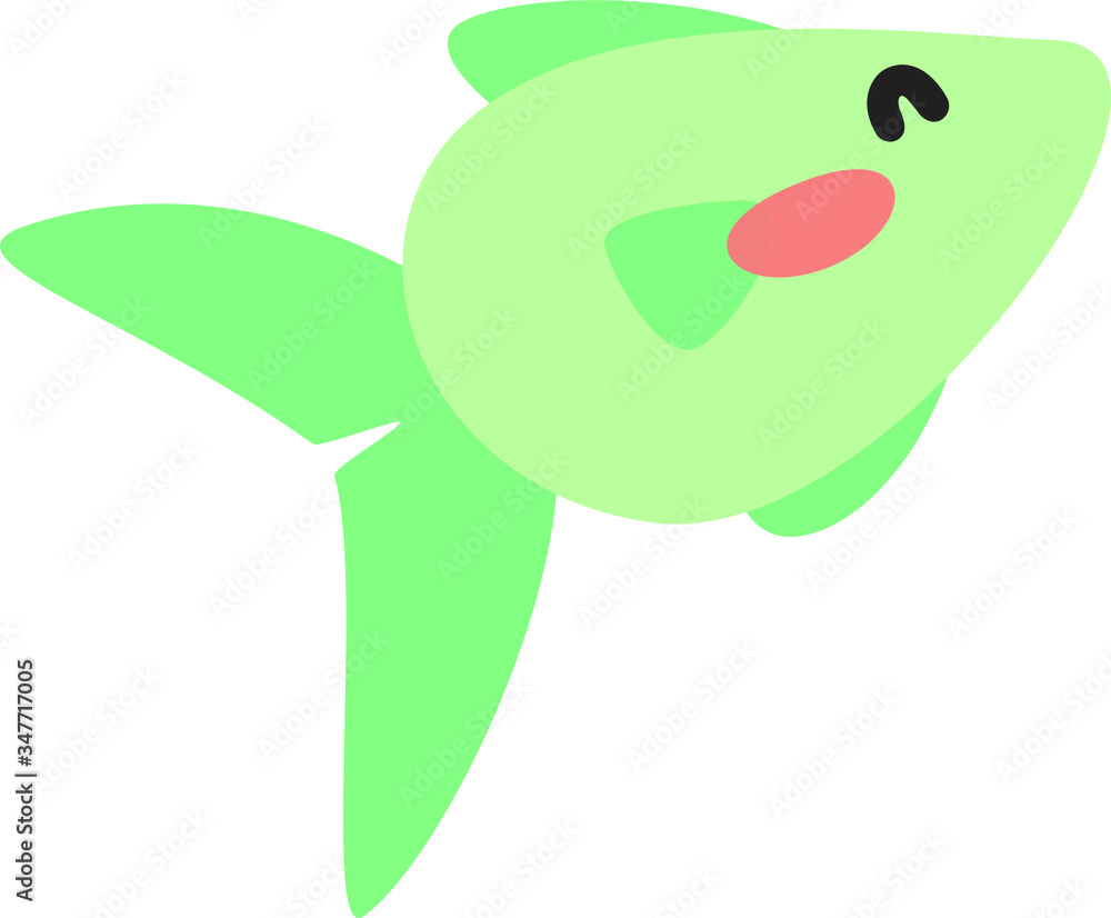 Fototapeta premium Cartoon fish. Cute Cartoon fish, Vector illustration on a white background. Drawing for children