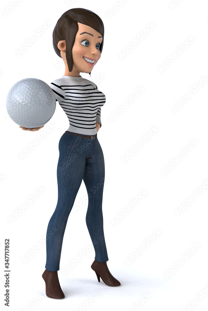 Fototapeta premium Fun 3D cartoon casual character woman