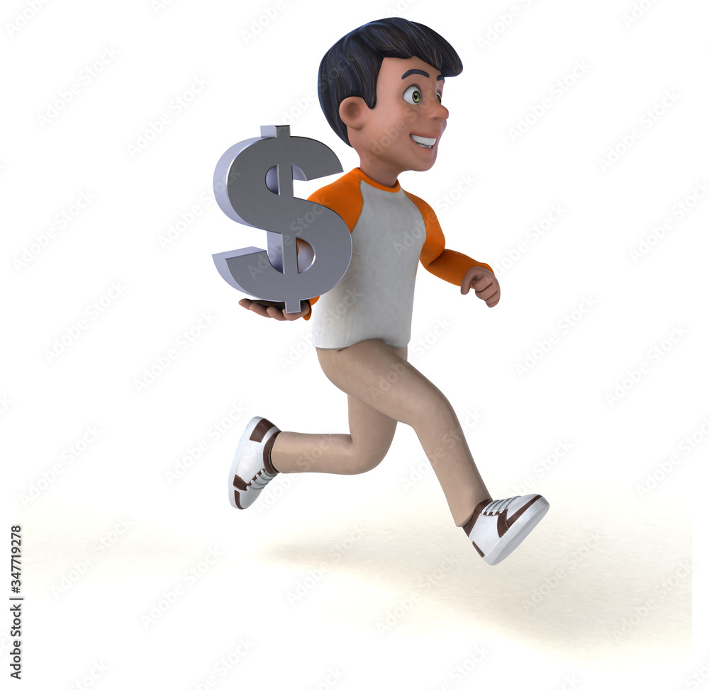 Fun 3D cartoon Asian teenager . Fun 3D cartoon Asian teenager .