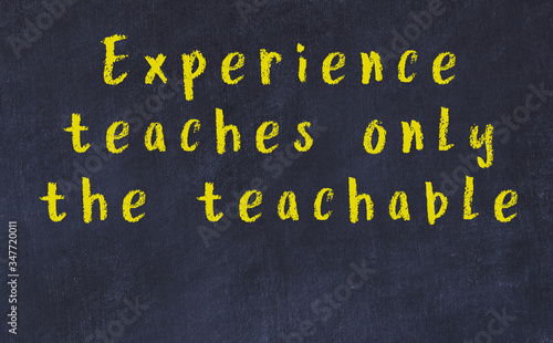 Chalk wise inscription on black chalkboard
