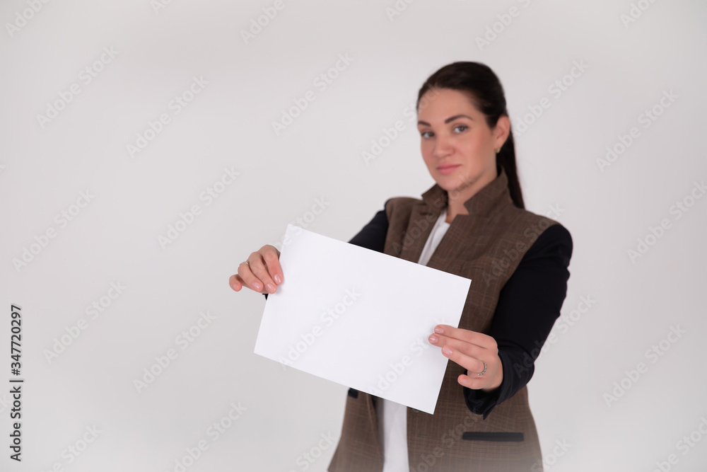 Business woman hold blank card. Smiling business woman. Business woman hold blank card. Smiling business woman.