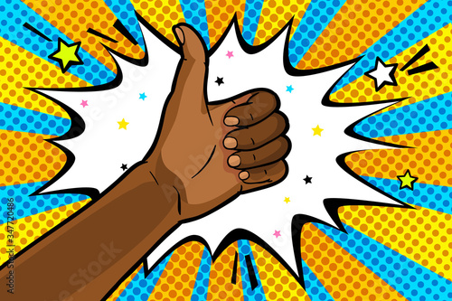 The gesture of Like in pop art style.