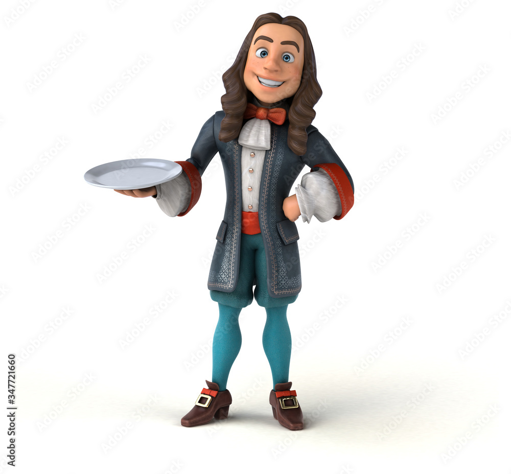 3D Illustration of a cartoon man in historical baroque costume 3D Illustration of a cartoon man in historical baroque costume