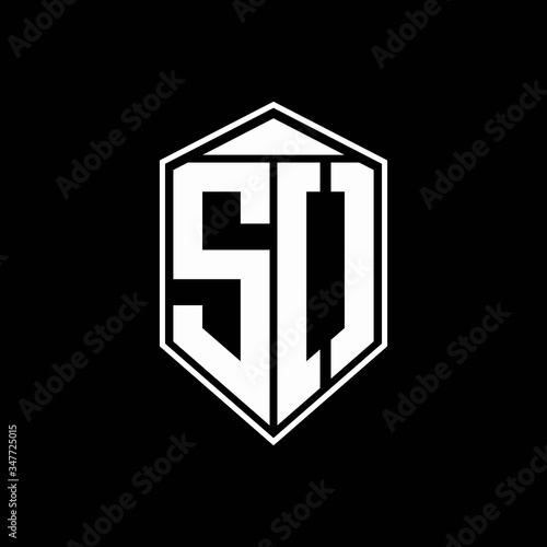 SO logo monogram with emblem shape combination tringle on top design template