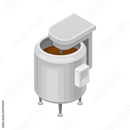 Steel Container with Chocolate Mass Mixing Process Vector Illustration