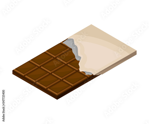 Bar of Chocolate in Sweetie Paper Vector Illustration