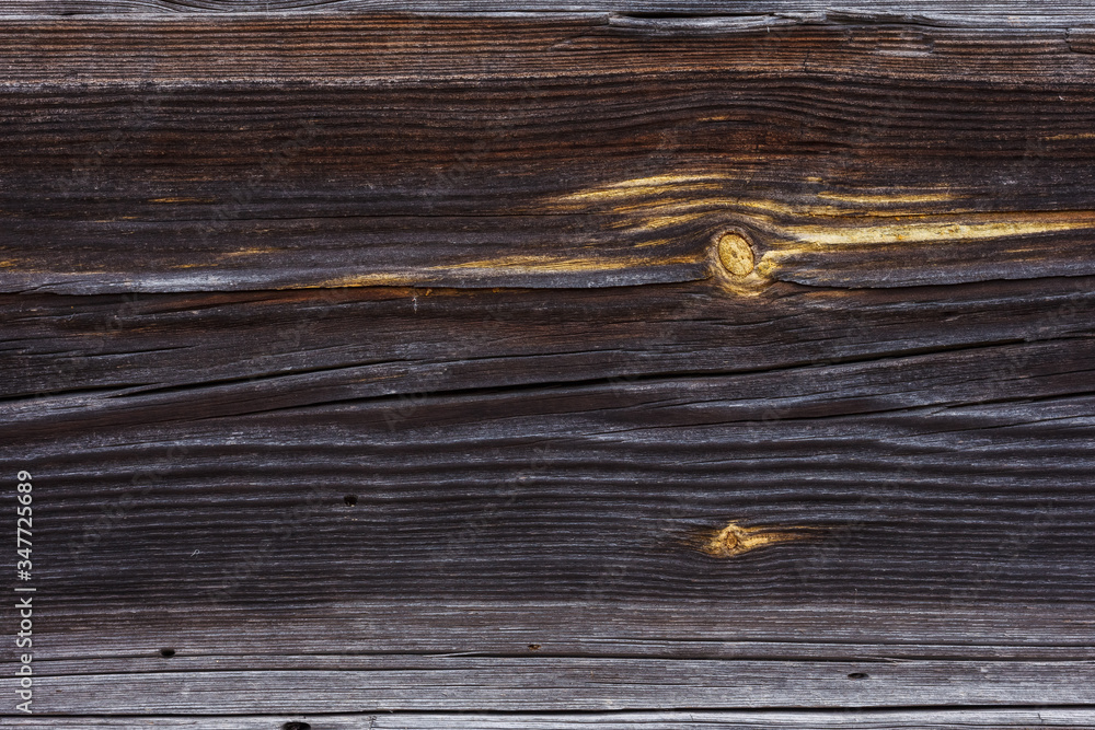 Wooden texture with resinous knots.. The wall of old wooden boards. Close-up, Background