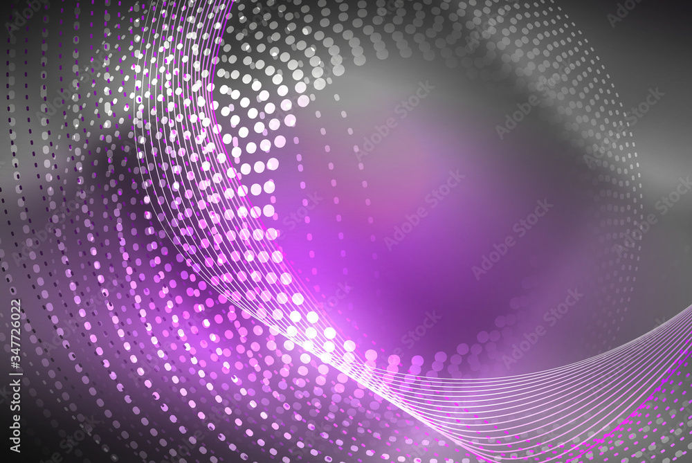Abstract particles, wave background, neon motion techno design Abstract particles, wave background, neon motion techno design