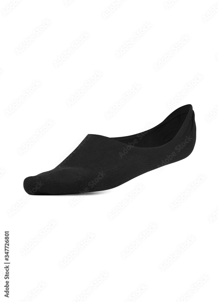 Black color socks isolated on white background. One pair of socks. Set of black socks for sports on foot as mock up for advertising, branding, design mockup, isolated, clipping path. Black color socks isolated on white background. One pair of socks. Set of black socks for sports on foot as mock up for advertising, branding, design mockup, isolated, clipping path.