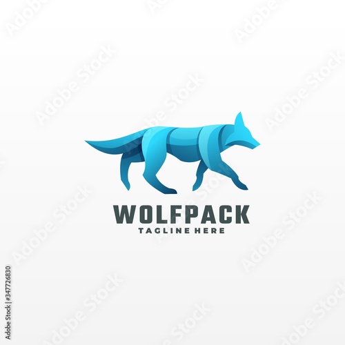 Vector Logo Illustration wolf Gradient Colorful Style.