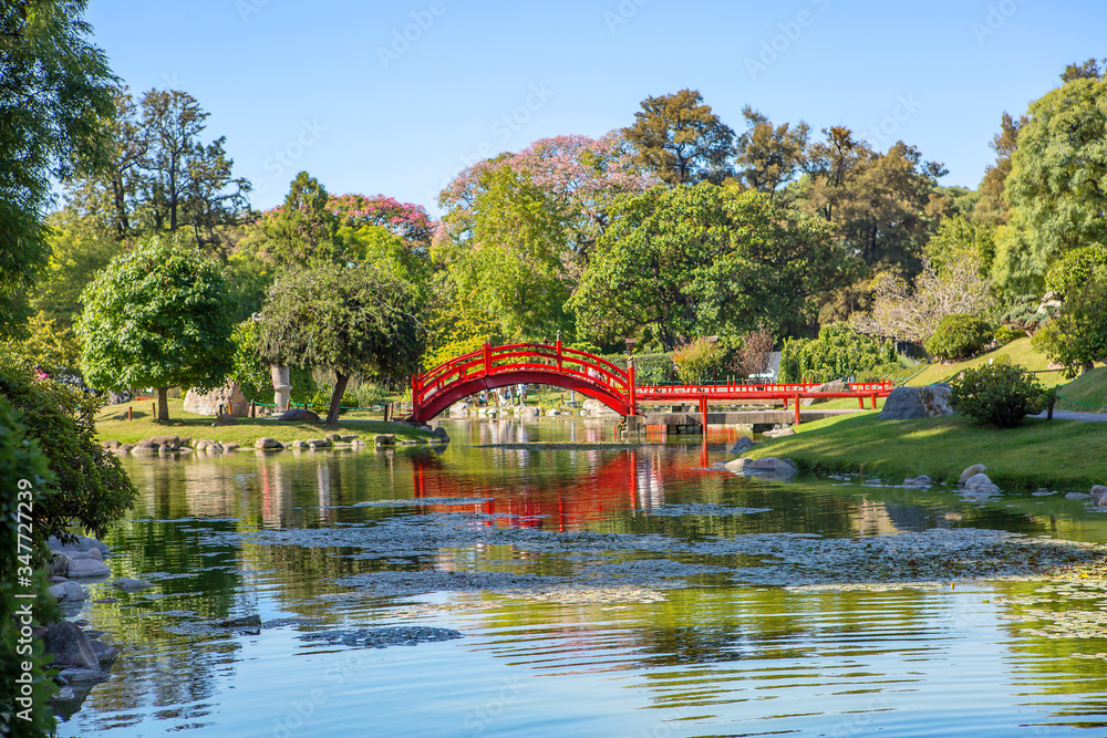 Buenos Aires, Argentina, Japanese Garden.
 The Buenos Aires Japanese garden is a public Park in Buenos Aires, located in the Palermo district, and is the world's largest Japanese garden outside of Jap