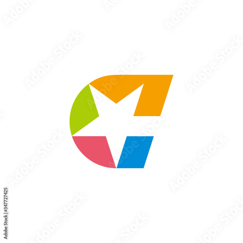 Free Download letter c star geometric colorful simple symbol logo vector - GFXLoad