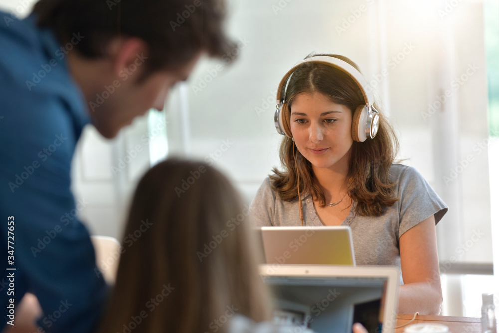 Young people studying from home during confinement period Young people studying from home during confinement period