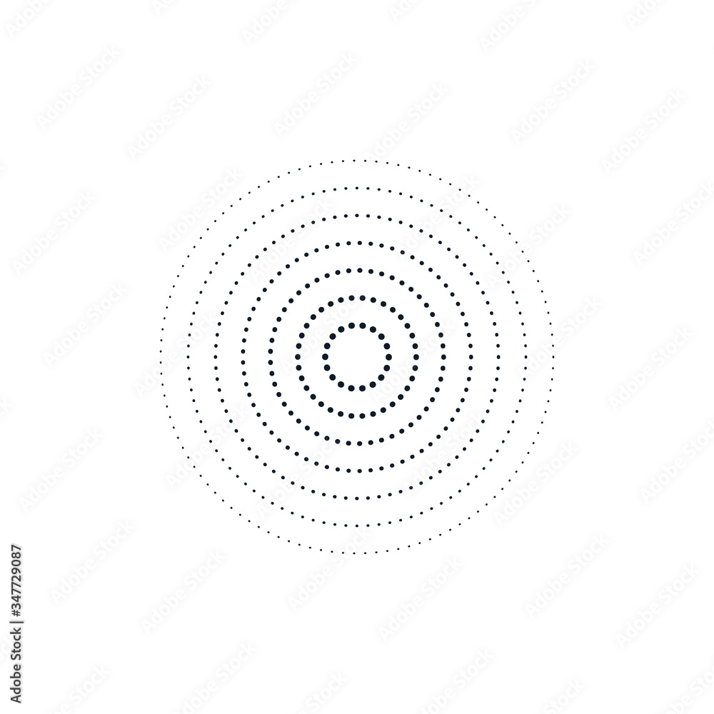 Abstract dotted circles halftone element. Stock vector illustration isolated on white background. Abstract dotted circles halftone element. Stock vector illustration isolated on white background.