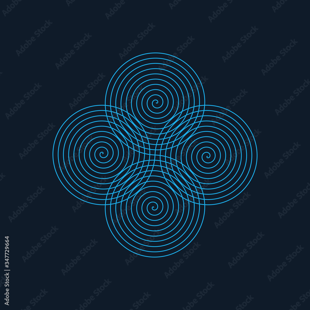 Abstract spiral element leaves logo design template. Elegant Linear design. Stock Vector illustration isolated on blue background. Abstract spiral element leaves logo design template. Elegant Linear design. Stock Vector illustration isolated on blue background.